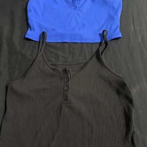 SHEIN Black and Blue Ribbed Camisoles